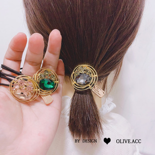 镶钻发圈复古法式 水晶皮筋女扎头星球轨迹合金皮套气质成人女头绳