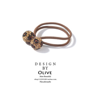 韩国东大门豹纹钻球头绳满钻微镶钻网红发饰捷克钻发绳头皮筋发圈