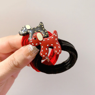 可爱卡通小狗发圈高弹力无接缝皮筋扎丸子头发绳气质头绳皮套发饰