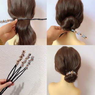 可爱小花盘发神器丸子头日系网红气质盘发饰品花苞头盘发器造型器