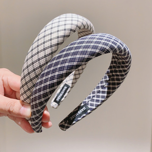 复古英伦学院风简约格纹发箍女韩系百搭头箍压发卡发饰2025年新款