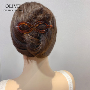 ins气质8字形发夹网红时尚 发卡简约发簪发插盘发蓬松马尾扣夹抓夹