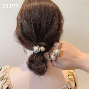 优雅韩式 皮筋发绳韩国东大门头饰水钻珍珠简约皮筋纯手工头绳皮套