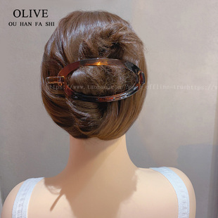 气质法式 椭圆发夹镂空玳瑁夹子盘发卡子韩国优雅咖啡色马尾夹发扣