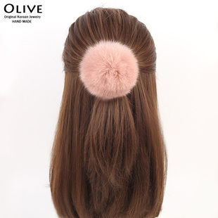 韩国狐狸毛球发圈水貂毛皮草发绳韩版 大气真毛毛球头绳皮筋皮套女