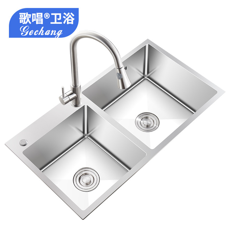 歌唱廚房水槽套餐左小右大雙槽手工盆台下加厚台中台下洗碗池水鬥在類目 家裝主材, 廚房, 廚盆/水槽, 水槽套餐中 - 來自Buy2taobao.com提供專業的淘寶代購服務