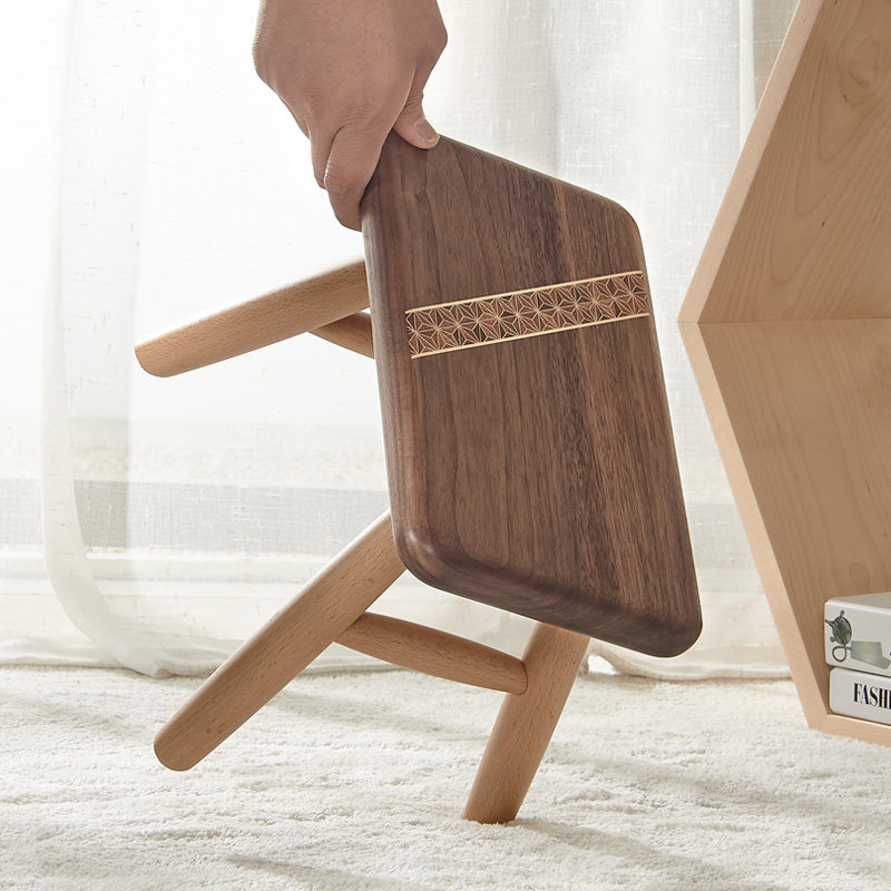 佐必林黑胡桃宝宝花边凳美院以后花带宝宝凳实木矮凳儿童凳子