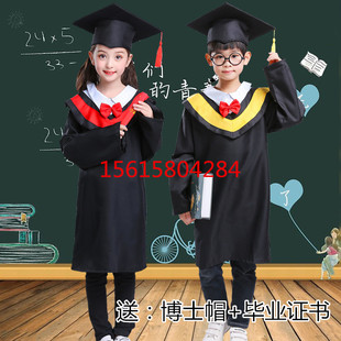 新款儿童博士服幼儿园学士服演出服中小学生毕业照礼服学位表演服