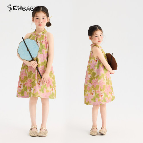 【现货】senbaby童装女童旗袍2026新款夏季中国风儿童中式旗袍裙
