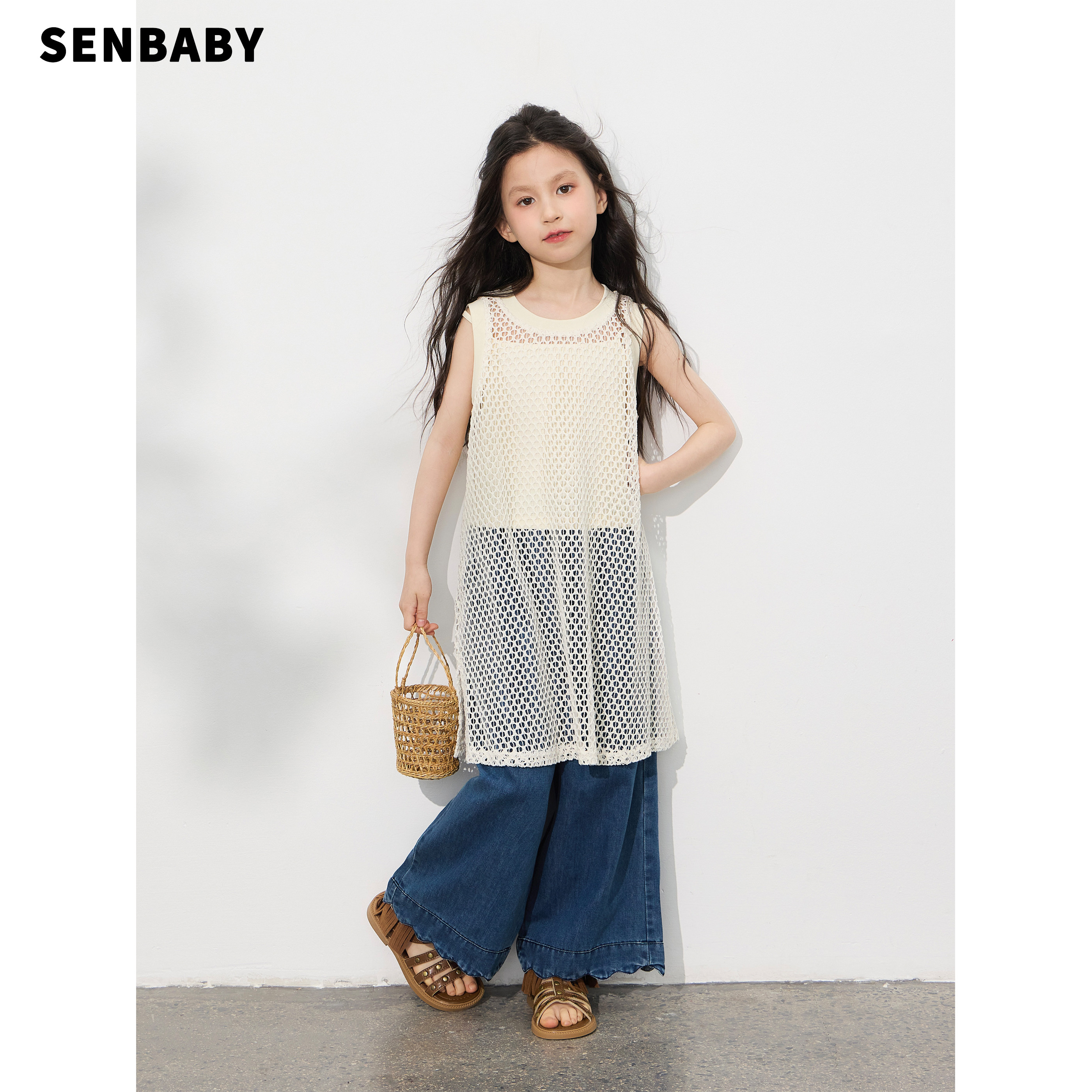 【现货】senbaby童装女童裙子内搭两件套夏季吊带搭配背心裙套装