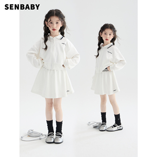 短裙两件套学院风套装 senbaby童装 儿童长袖 韩版 女童套装 2026春季