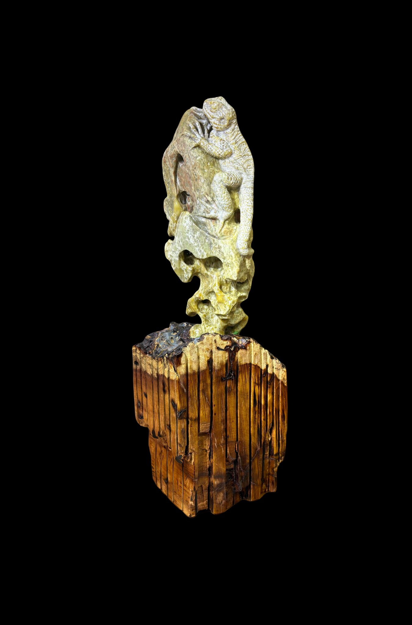 【孤品手作】寿山石蜥蜴摆件 · 石上灵踪