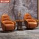 乌金木休闲椅单人椅洽谈椅实木头层牛皮轻奢新中式 真皮沙发旋转椅