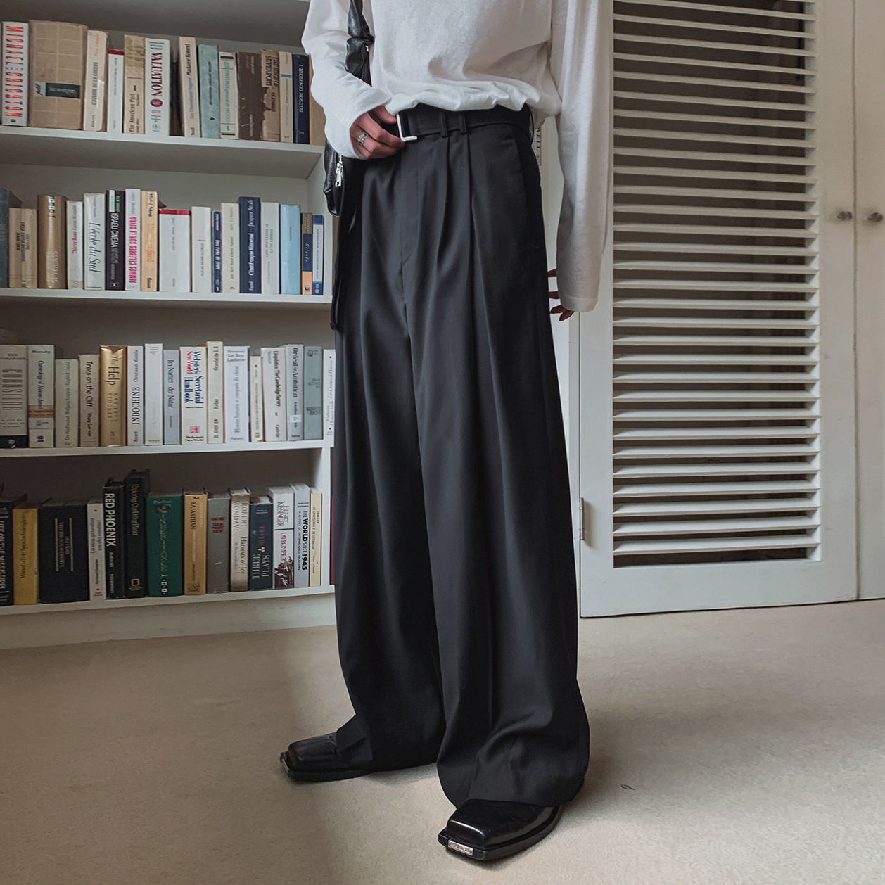 宅男社垂坠感直筒休闲西装裤男秋冬季cleanfit长裤韩系通勤拖地裤