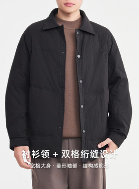 宅男社男装衬衫领落肩男士羽绒服2025冬新款微肌理羽绒服男88903.