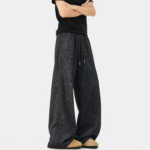 宅男社2026春装新款休闲长裤男士62棉38聚酯纤维-320g卫裤水洗