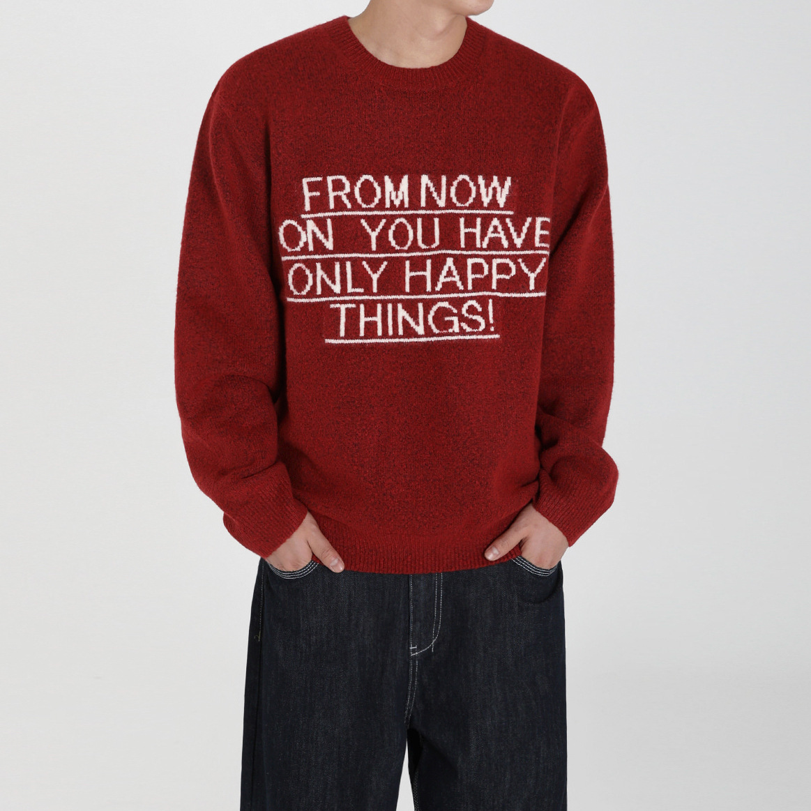 宅男社美式字母套头毛衣男秋冬季宽松针织打底衫韩系通慵懒风穿搭