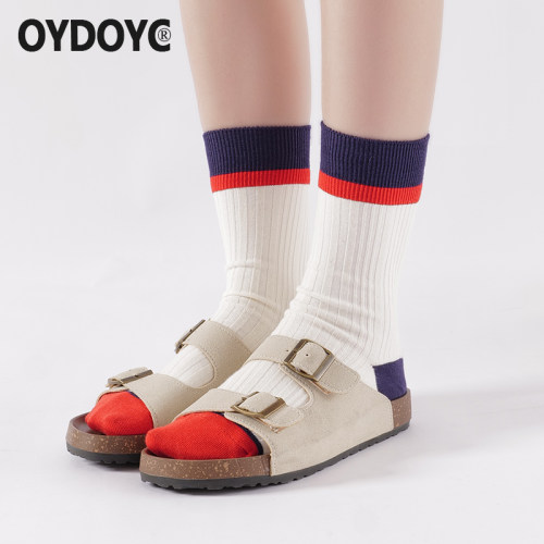 OYDOYC个性撞色中筒袜
