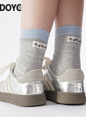 OYDOYC 袜子女中筒袜纯棉拼色长袜可爱奶油学生袜日系ins潮布标袜