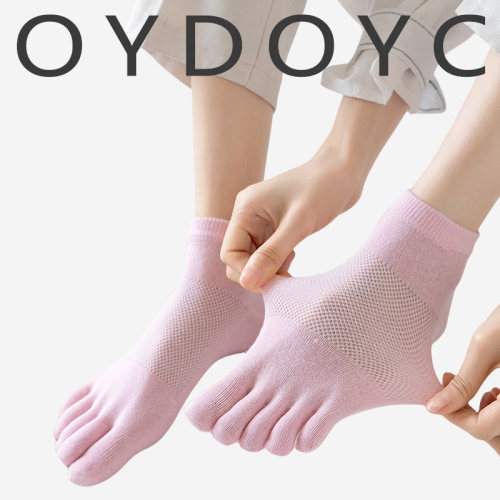 OYDOYC夏季薄款网眼五指袜女粉色分趾袜夏天休闲运动纯色低帮短袜