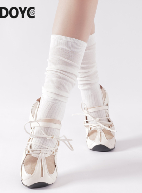 OYDOYC 白色堆堆袜子女款春秋薄款小腿袜日系简约百搭纯色长筒袜