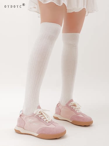 OYDOYC 双针高筒长袜女春夏季y2k白色长筒袜jk小腿袜半截袜堆堆袜