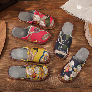 庭院棉拖鞋加绒柔软保暖大花TPR胶底加厚防滑居家拖鞋孕妈棉拖鞋