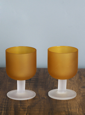 中古杯外贸yuan单落日杯日本玻璃水杯vintage复古磨砂mini小酒杯