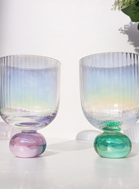 炫彩珍珠彩虹水晶玻璃杯红酒杯香槟杯水杯创意果汁鸡尾酒中古杯子