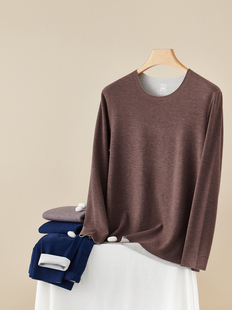 意大莱男士蚕丝德绒圆领加厚无痕大红保暖内衣秋衣秋裤套装2656