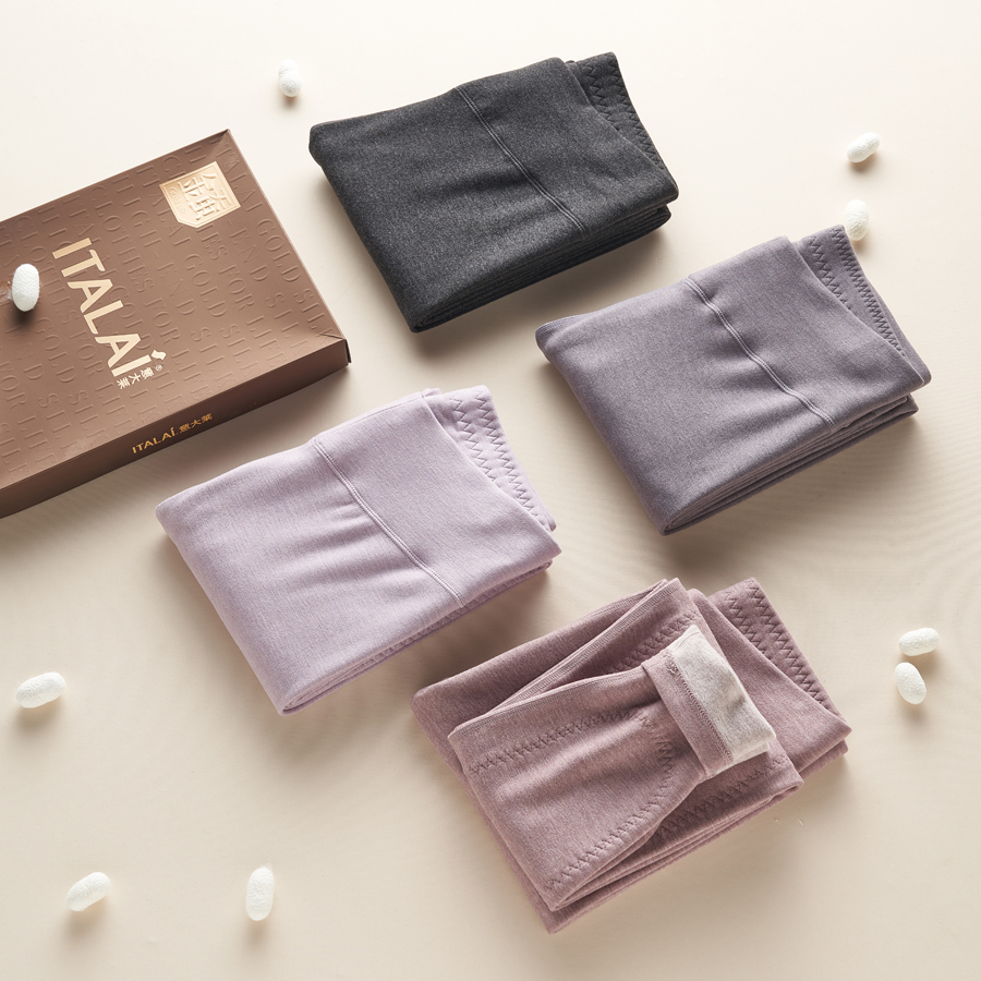 意大莱加厚蚕丝羊毛贴片女士单裤