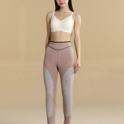 意大莱女士弹力冬季高腰加绒加厚三3层貂绒热磁疗贴护保暖裤5785