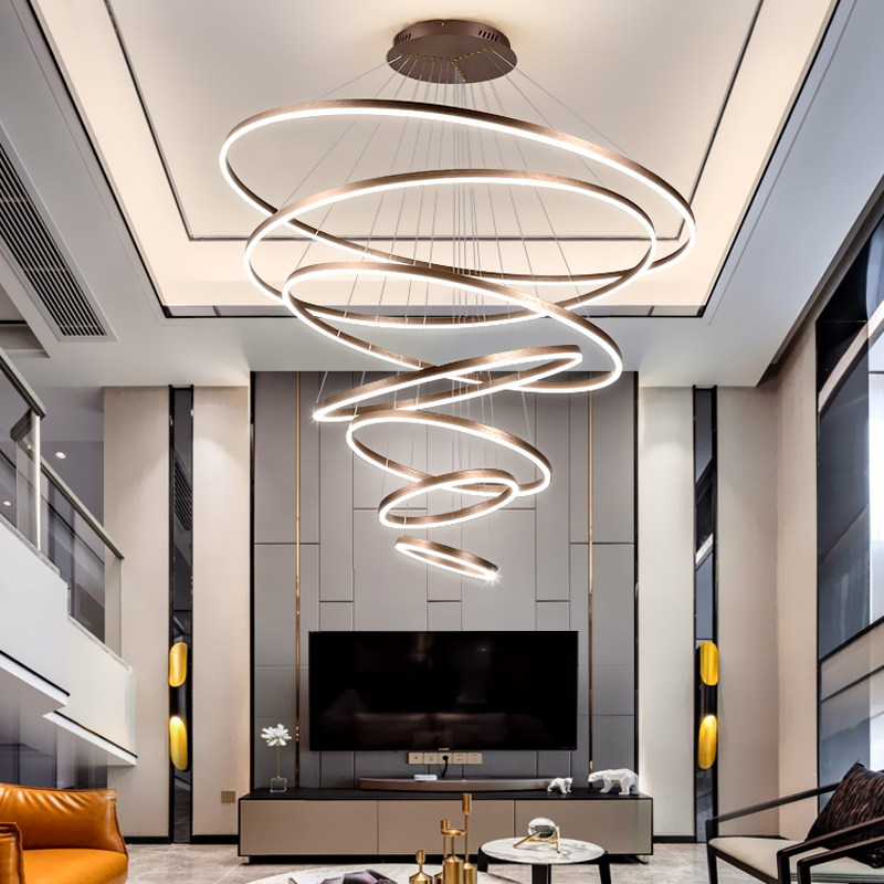 别墅复式楼大吊灯现代简约loft公寓跃层楼中楼挑高客厅中空大堂灯