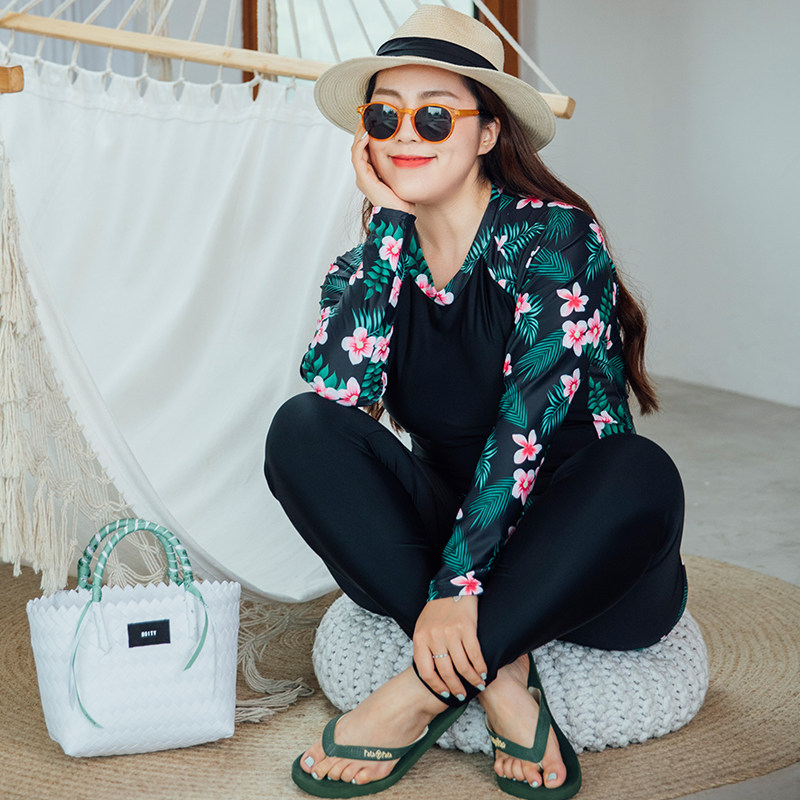 大码泳衣女分体长袖短裤胖mm假两件防晒保守遮肉显瘦水母服200斤|ruв категории движение/йога/фитнес/фанаты товаров, плавание, разделить купальник - от Buy2taobao.com для оказания профессиональной услуги покупки агента Taobao