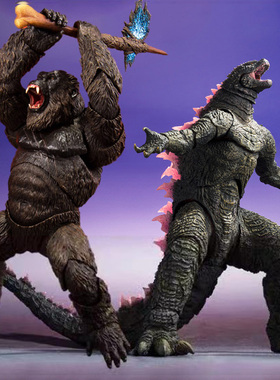 哥斯拉手办大战金刚2帝国崛起怪兽之王2024粉色恐龙可动玩具模型