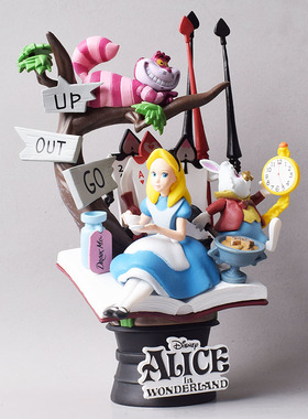 爱丽丝公主梦游仙境柴郡妙妙猫白兔子先生场景手办模型摆件公仔