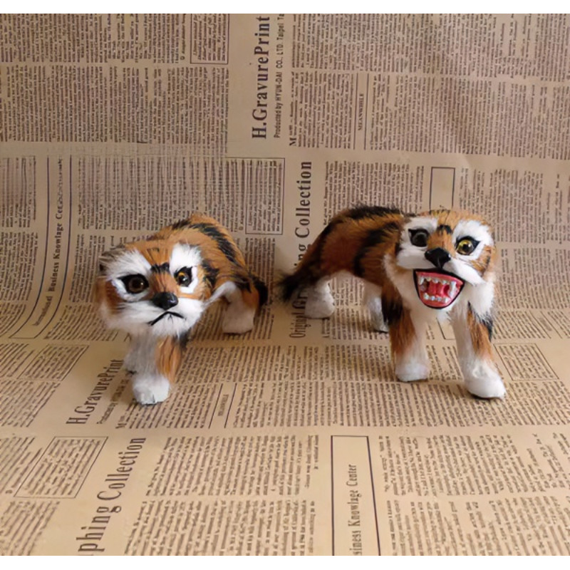 仿真动物模型场景布置摆件 野生动 老虎 东北虎 对虎山羊皮毛工艺