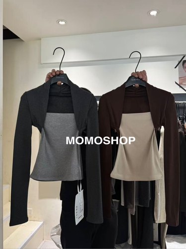 东大门2025冬季新款时髦洋气修身百搭显瘦拼色坎肩磨毛打底衫上衣