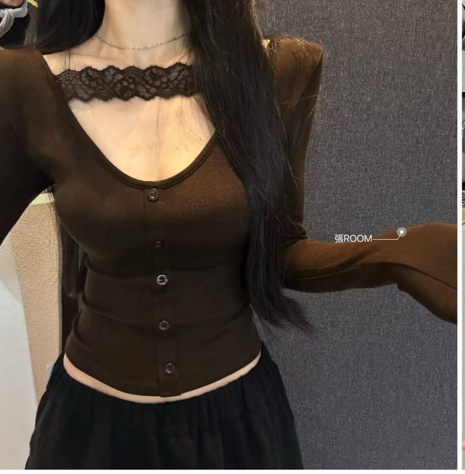 2025秋冬磨毛绒新款韩版时尚百搭显瘦蕾丝拼接长袖T恤女上衣,女装/女士精品,T恤,淘宝优惠券,粉丝福利购,淘宝优惠卷