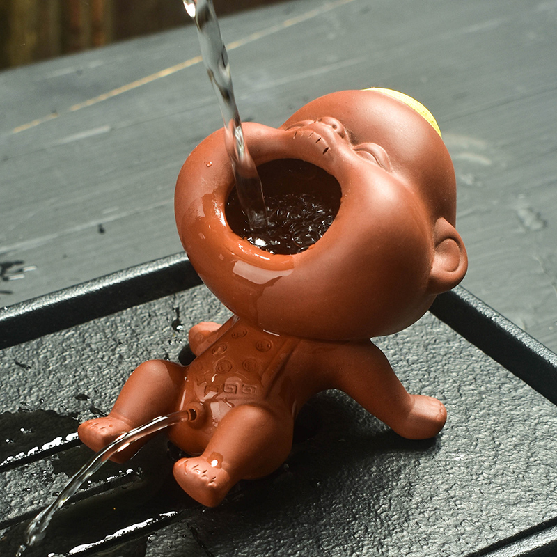 精品紫砂茶宠摆件可养喷水尿童创意手工茶玩小孩茶具配件茶盘摆设