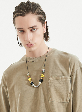 欧美潮牌孩子王同款evae笑脸骰子项链男 嘻哈首饰说唱配饰ins潮女