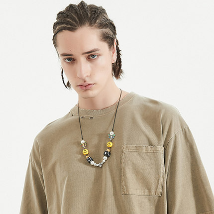 欧美潮牌孩子王同款evae笑脸骰子项链男 嘻哈首饰说唱配饰ins潮女