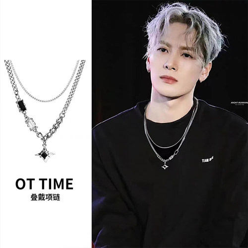 陨星玻璃钛钢古巴链男不掉色项链