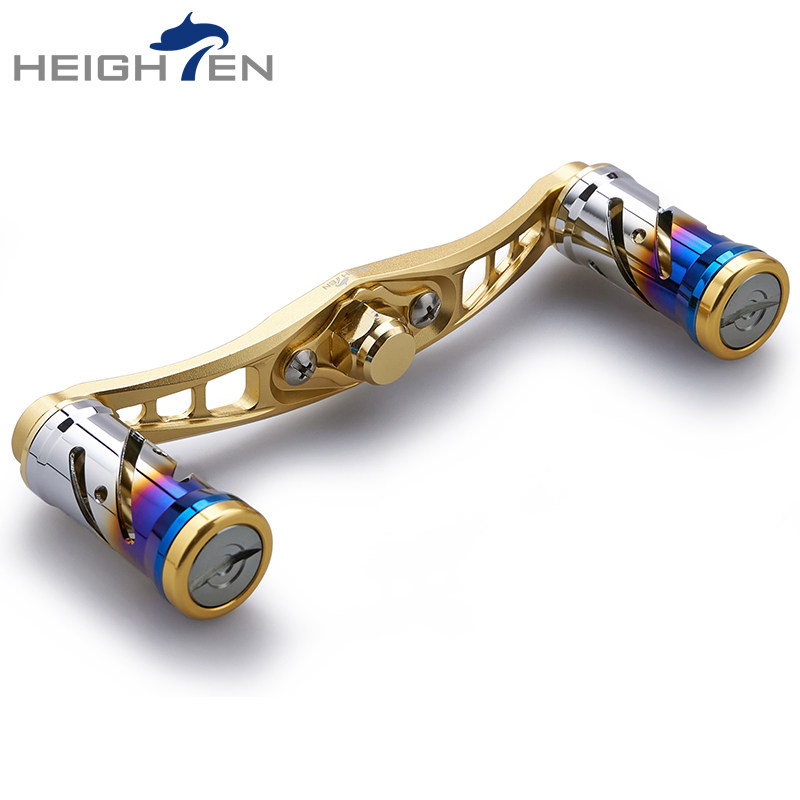 heighten路亚垂钓渔轮双摇臂水滴翼型金属双摇改装手摇把握丸新品