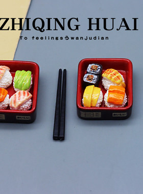 迷你仿真日式寿司三文鱼食玩模型