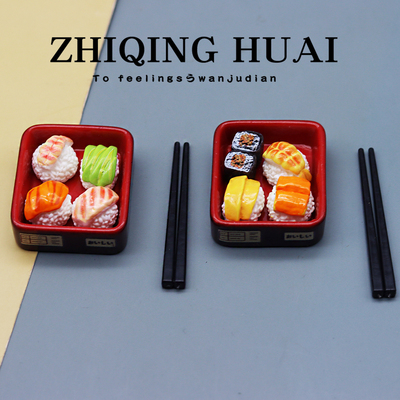 迷你仿真日式寿司三文鱼食玩模型