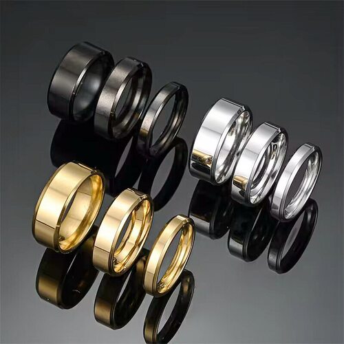 4mm6mm8mm素圈双斜边亮面戒指 工厂不锈钢钛钢戒指欧美手饰品