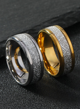 欧美个性不锈钢饰品 雾凇纹戒指士时尚指环钛钢手饰厂家