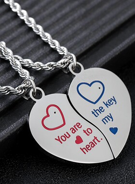 情侣告白爱心项链不锈钢男女