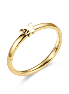 蝴蝶戒指钛钢戒指女钛钢